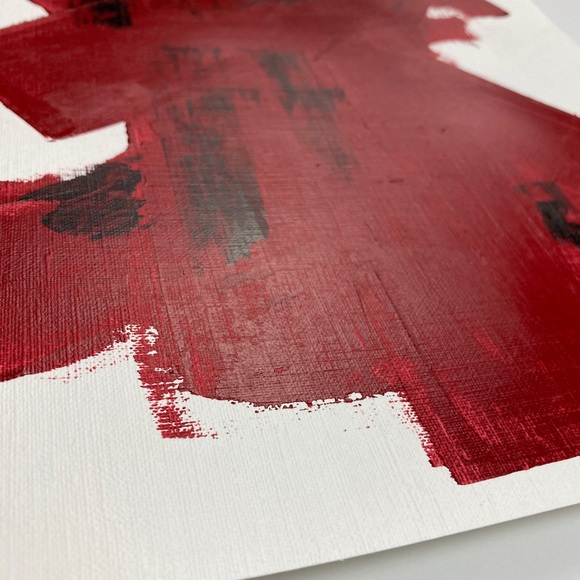 Abstract Acrylic Original Painting On Canvas Paper 9X12 Wall Art Red - Picture 4 of 8